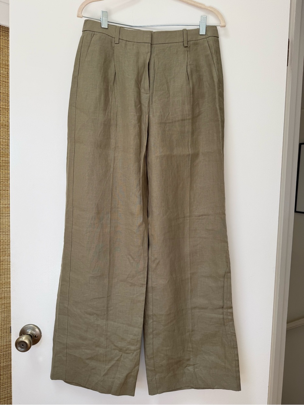 J. Crew Essential Wide Leg Linen Pant Dusty Fatigue NWT 4